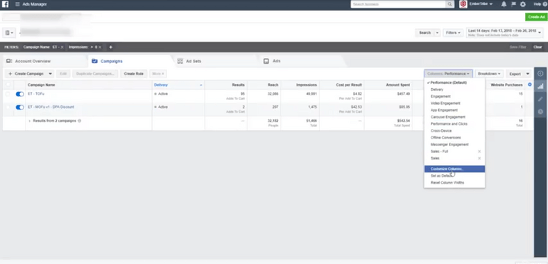 Facebook Ad Course How to Setup Custom Columns in Facebook Ad Manager