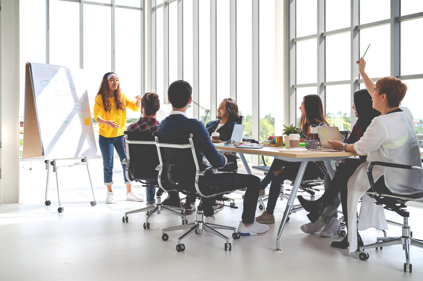 Conference table meeting