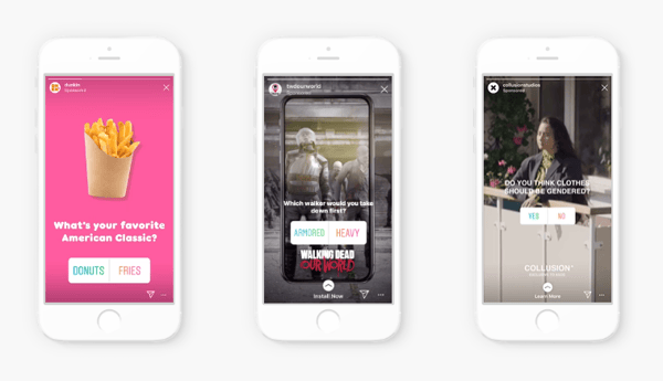 Examples of interactive Instagram stories ads