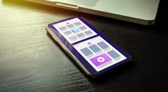 Phone displaying A/B split test